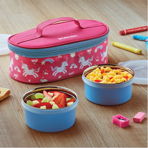 Borosil Back To School Candypink Lunch Box Set  Pink