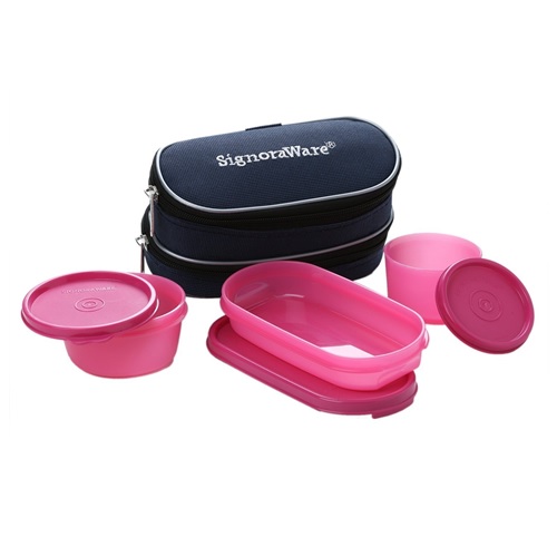 Signoraware double decker lunch box (with bag)