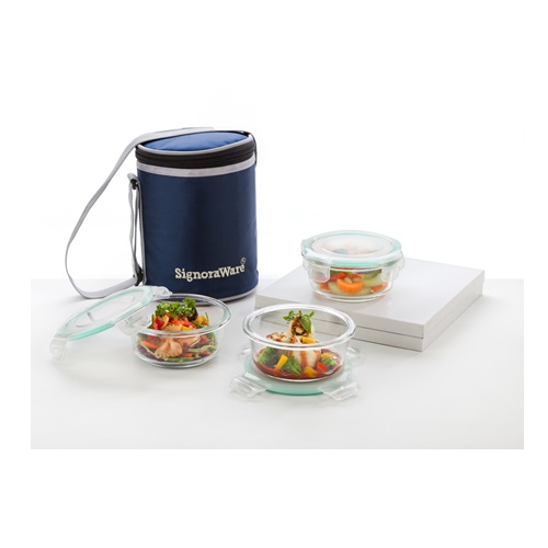 Signoraware  Executive Glass Lunch Box With Bag 580