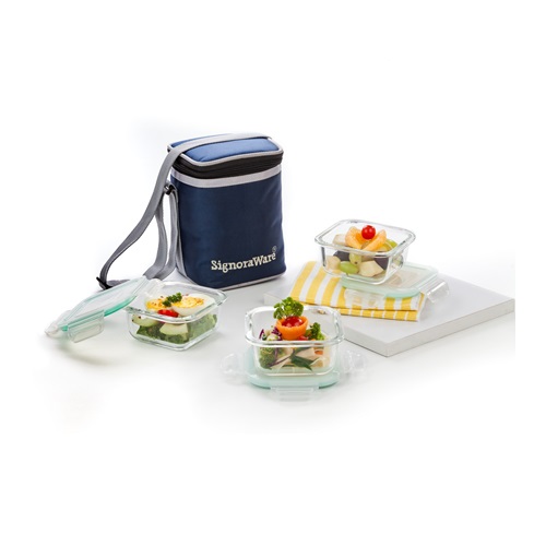 Signoraware  Director Glass Lunch Box With Bag 581