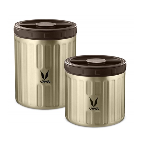 Vaya Stainless Steel  Storage Jars set of 2 